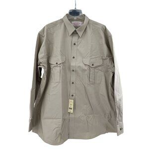 Filson Mens Beige Cotton Long Sleeve Button-Up Shirt XXL Extra Tall Heavy